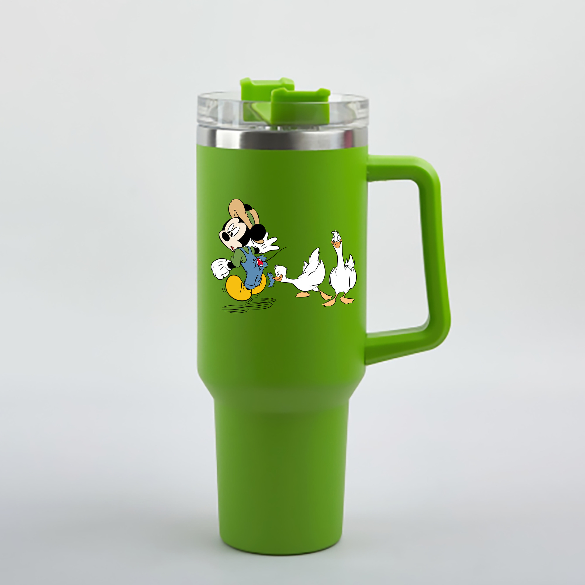 （画像用） ミッキーマウス Mickey Mouse 1200mL車用タンブラー - クリスタルステッカー（プラスチックストロー付き）